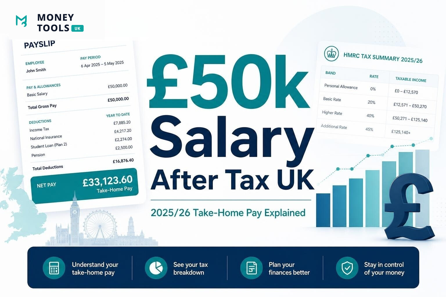 £50k salary after tax UK 2025/26 take-home pay guide